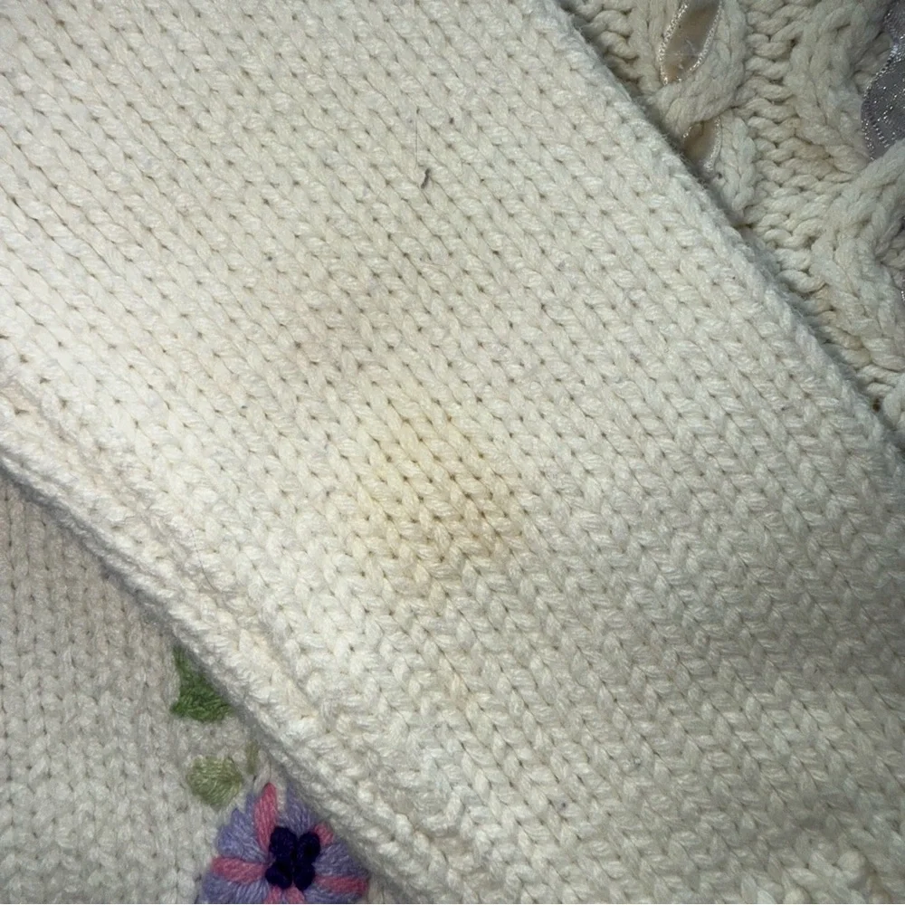 The Children's Place White Sweater with Floral Embroidery